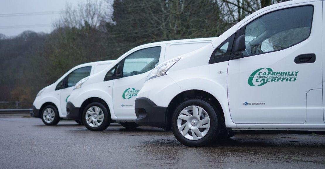 Caerphilly Council's new fleet of 100% electric oven vans, supplied by Vantastec Ltd