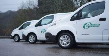 Caerphilly Council's new fleet of 100% electric oven vans, supplied by Vantastec Ltd