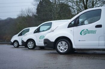 Caerphilly Council's new fleet of 100% electric oven vans, supplied by Vantastec Ltd