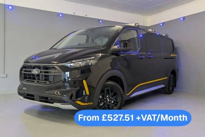 Black Ford Transit Custom Trail Crew Van