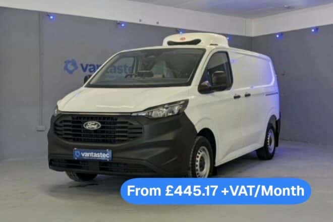 White Ford Transit Custom Fridge Van