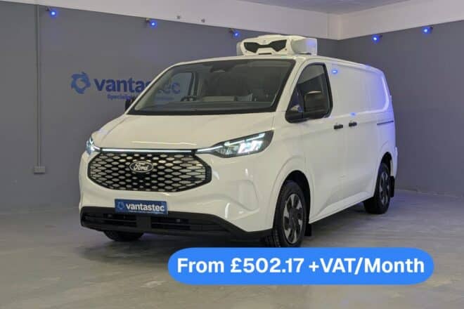 White Ford E Transit Custom Electric Fridge Van