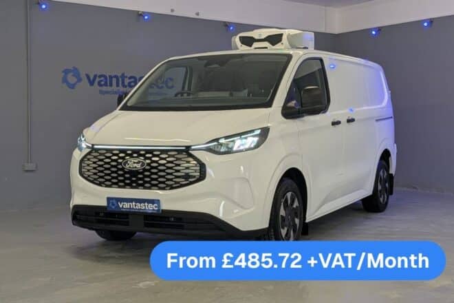 White Ford E Transit Custom Electric Fridge Van