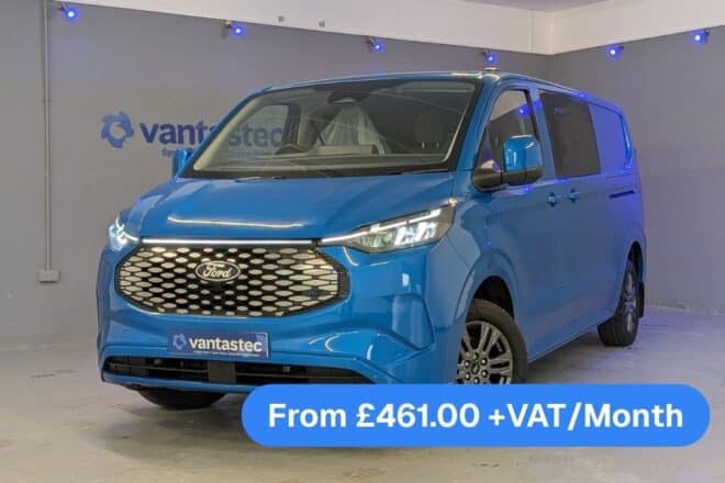 Blue Ford van with finance pricing