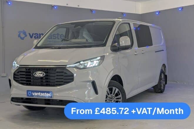 Grey Ford Transit Custom PHEV Crew Van