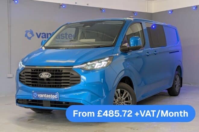 Blue Ford van with finance pricing