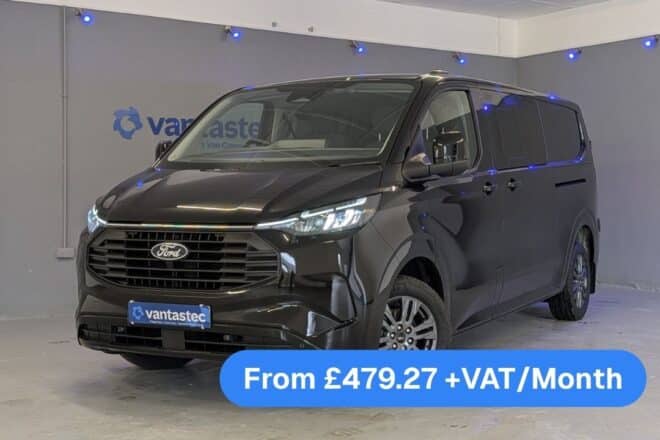 Black Ford van with finance figures