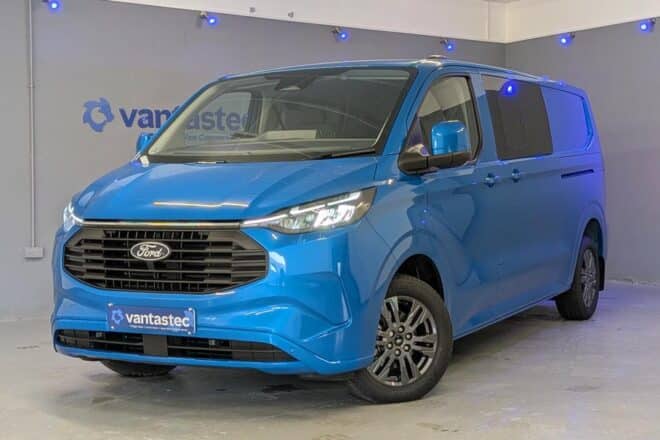 Blue Ford van with finance pricing
