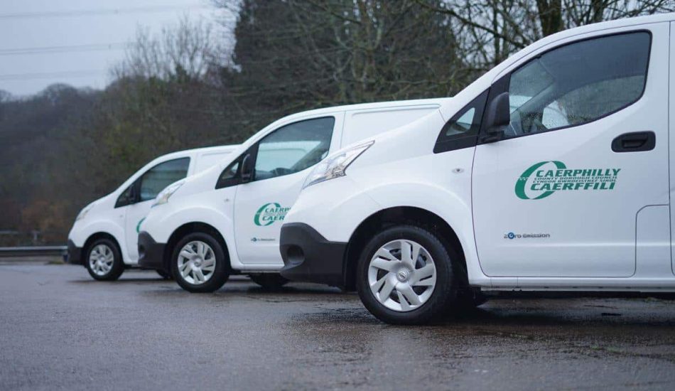 Caerphilly Council's new fleet of 100% electric oven vans, supplied by Vantastec Ltd