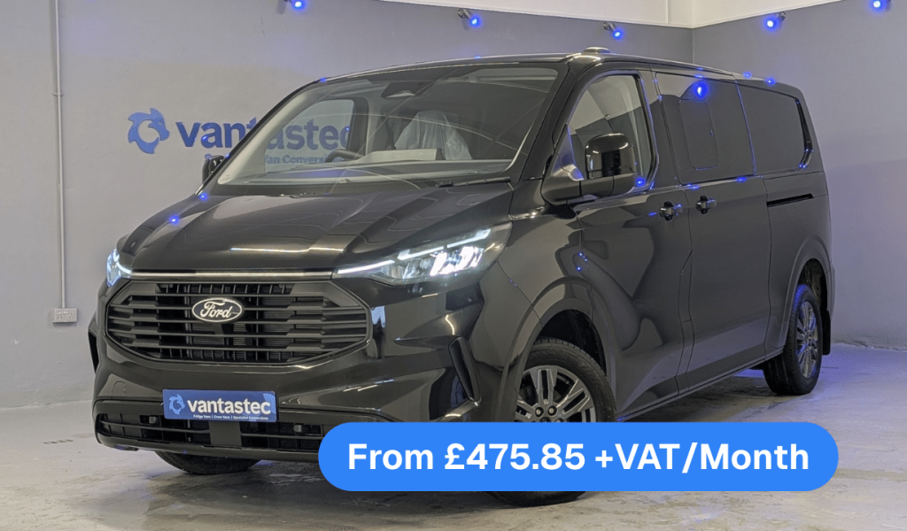 Black Ford Transit Custom Crew Van