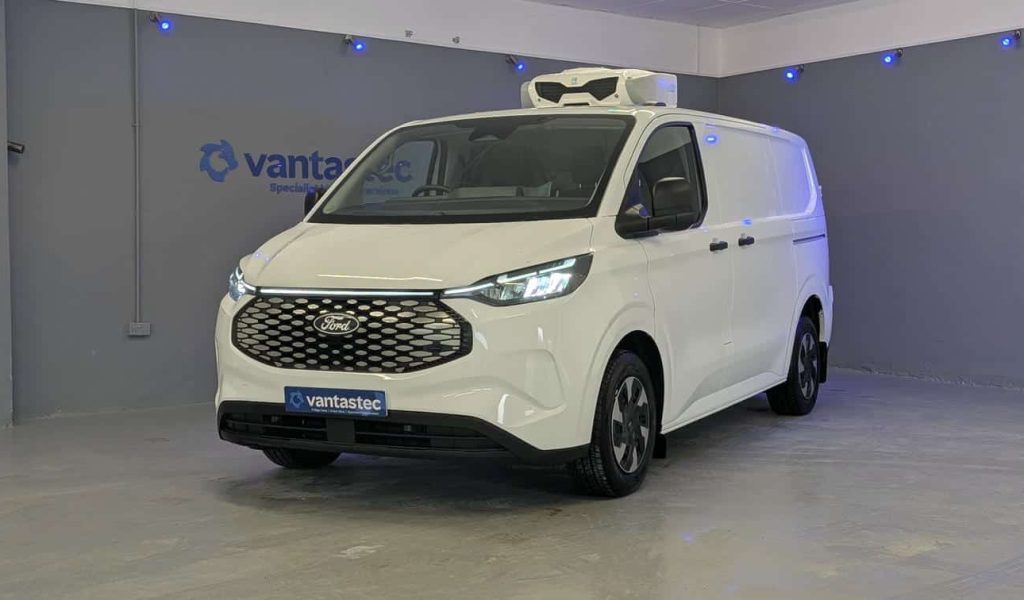 White Ford E Transit Custom Electric Fridge Van