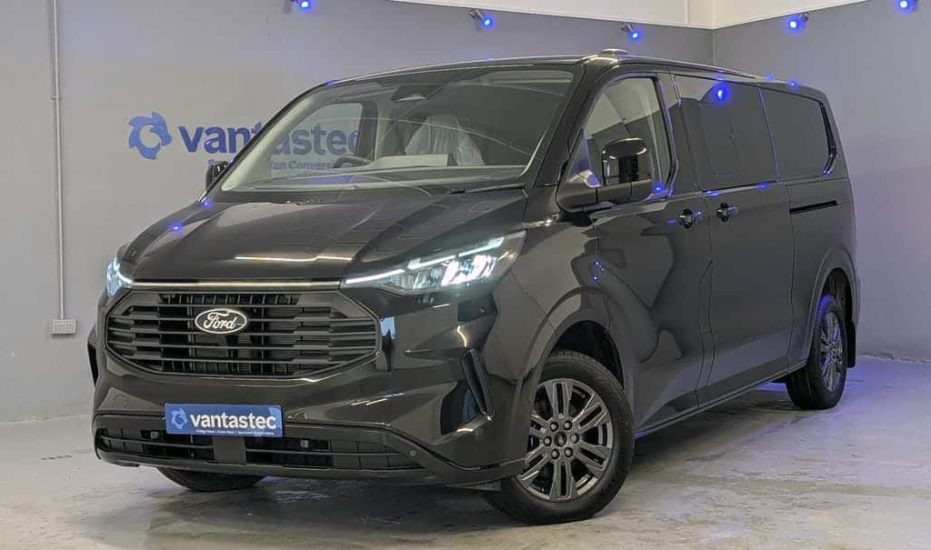 Black Ford Transit Custom Crew Van